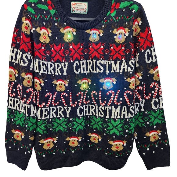 SMART LIVING, UGLY CHRISTMAS SWEATER. Size L "FLASHING" 3328 - Picture 3 of 13